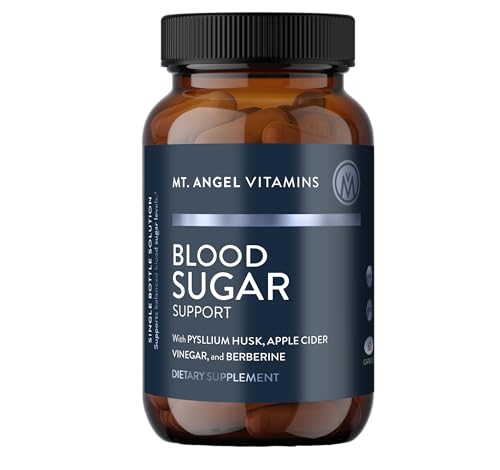 Mt. Angel Vitamins Blood Sugar Support Supplement - Natural Supplement with Pysllium Husk, Berberine with Ceylon Cinnamon, and Apple Cider Vinegar - Supports Healthy Blood Sugar Levels - 60 Capsules Mt. Angel Vitamins Au supplements