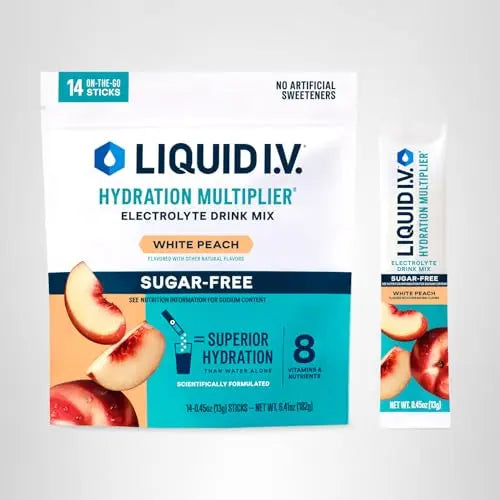 Liquid I.V.® Hydration Multiplier Sugar-Free - White Peach | Electrolyte Powder Drink Mix | 1 Pack (14 Servings) Liquid I.V. Au supplements
