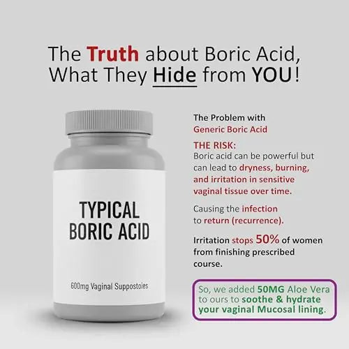 cosynee Boric Acid Capsules for Women with Aloe Vera – 60 Capsules, 650mg Each – Feminine Hygiene Support cosynee Au supplements