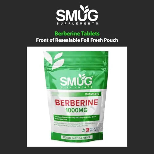 SMUG Supplements Berberine Tablets - 100 High Strength 1000mg Pills - Can Promote SMUG Supplements Au supplements