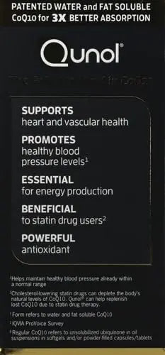 Qunol CoQ10 100mg Softgels, Ultra CoQ10 100mg, 3x Better Absorption, Antioxidant Qunol Au supplements