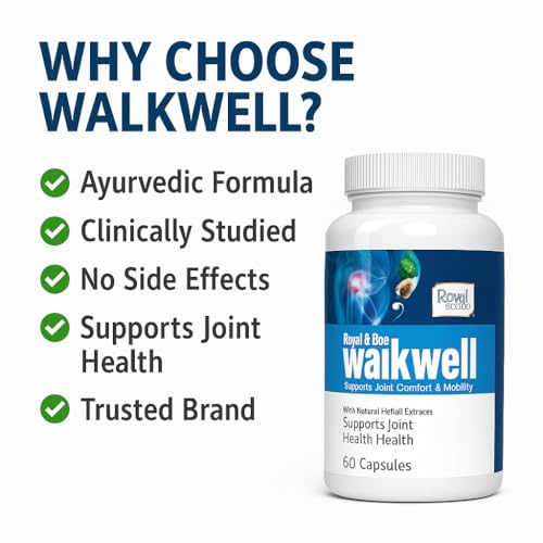 Royal Bee Walkwell Capsules – 60 Capsules – Supports Joint Pain & Inflammation Relief · Useful in Osteoarthritis · Promotes Flexibility & Mobility · Clinically Studied Herbal Ingredients Generic Au supplements