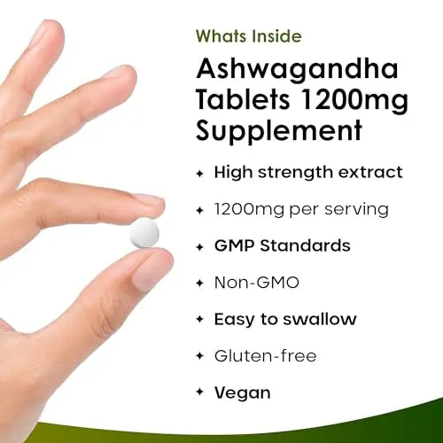 Ashwagandha 1200mg - 365 Vegan Tablets Pure High Strength Ashwagandha Root NEW LEAF PRODUCTS Au supplements