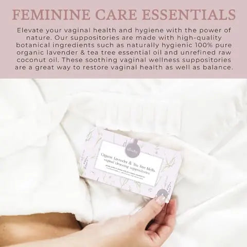 Femallay Lavender and Tea Tree Oil Vaginal Cleansing Suppositories for Hygiene, 100% Natural Melts Femallay Au supplements