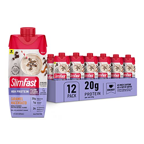 SlimFast Protein Shake with Caffeine, Caramel Macchiato- 20g Protein, Meal Replacement SlimFast Au supplements