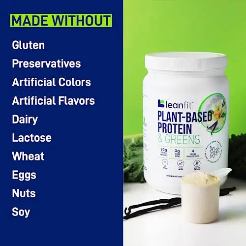 LeanFit Plant-Based Protein & Greens Natural Vanilla – 20g Plant Protein + 4 Leafy Greens LeanFit Au supplements