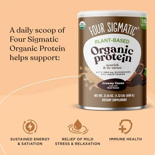 Four Sigmatic Organic Plant-Based Protein Powder Creamy Cacao Protein with Lion’s Mane Four Sigmatic Au supplements