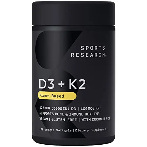 Sports Research Vitamin D3 + K2 with 5000iu of Plant-Based D3 & 100mcg of Vitamin Sports Research Au supplements
