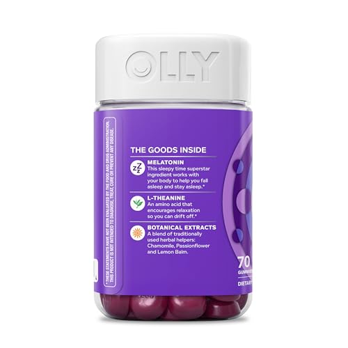OLLY Sleep Gummy, 3 mg Melatonin, L-Theanine, Chamomile, Lemon Balm, Sleep Aid, Blackberry - 70 Count OLLY Au supplements