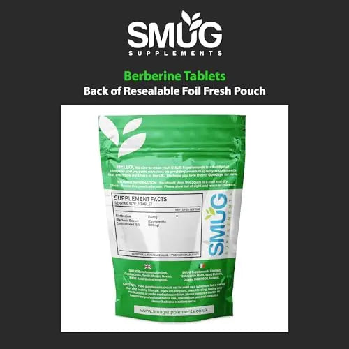 SMUG Supplements Berberine Tablets - 100 High Strength 1000mg Pills - Can Promote SMUG Supplements Au supplements