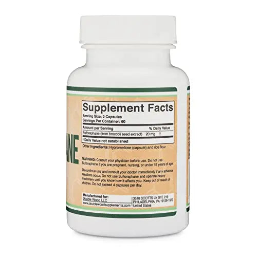 Sulforaphane Supplement - 20mg of Activated and Stabilized Sulforaphane per Serving Double Wood Supplements Au supplements