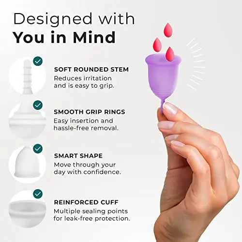 CareCup Menstrual Cups - Set of 2 Reusable Period Cups - Premium Design with Soft Carecup Au supplements