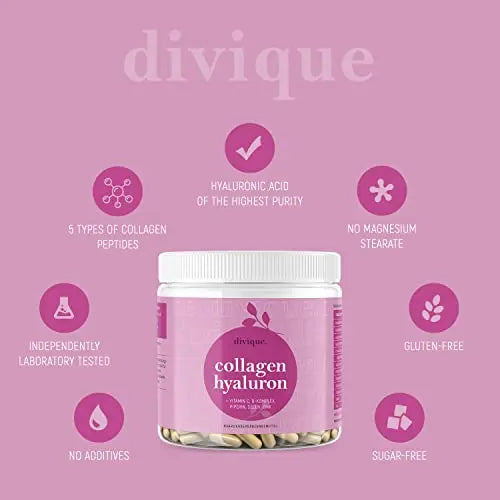 Collagen Capsules Divique Collagen Hyaluron 1500mg Collagen Peptides Type 1, 2, 3, 5, 10 Divique Au supplements