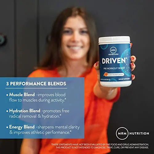 MRM Nutrition Driven Pre-Workout Powder | Mixed Berry Flavored | 125mg Caffeine | Pure MRM Au supplements