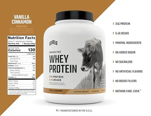 Levels Grass Fed 100% Whey Protein, No Hormones, Vanilla Cinnamon, 5LB Levels Nutrition Au supplements