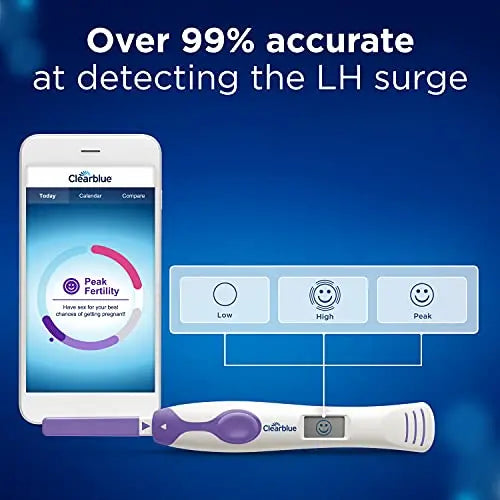Clearblue Connected Ovulation Test System featuring Bluetooth connectivity and Advanced Clearblue Au supplements