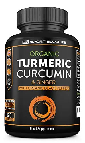 Organic Turmeric Capsules High Strength and Black Pepper with Active Curcumin SS Sport Supplies Au supplements