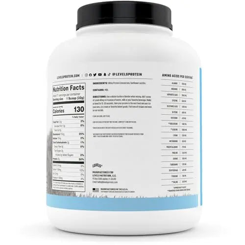 Levels Grass Fed 100% Whey Protein, No Hormones, Unflavored, 5LB Levels Nutrition Au supplements
