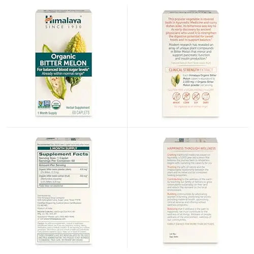 Himalaya Organic Bitter Melon for Glucose Metabolism, 660 mg, 60 Caplets, 1 Month Supply Himalaya Au supplements