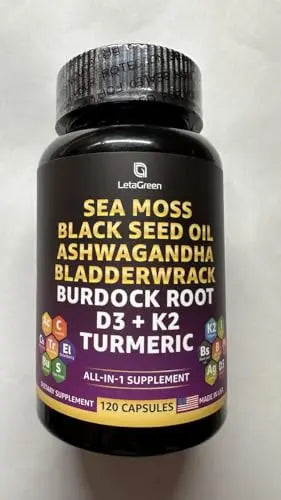 LetaGreen Irish Sea Moss Capsules – 120 Wildcrafted Sea Moss Pills with Black Seed Oil LetaGreen Au supplements