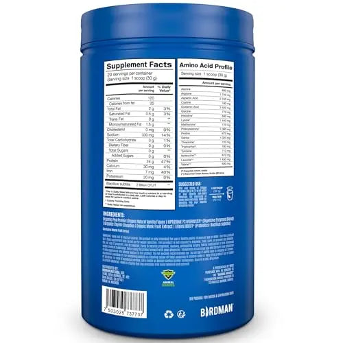 BIRDMAN Falcon Organic Vegan Protein Powder Vanilla, 24g Protein, Sugar Free, Probiotics BIRDMAN Au supplements