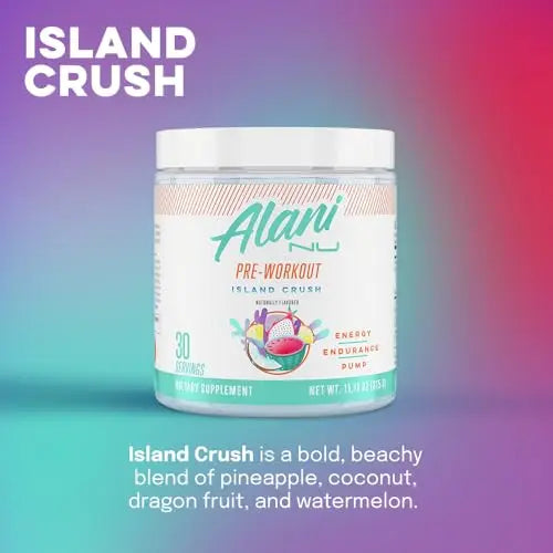 Alani Nu Island Crush Pre Workout and BCAA Hawaiian Shaved Ice Post Workout Powder Alani Nu Au supplements