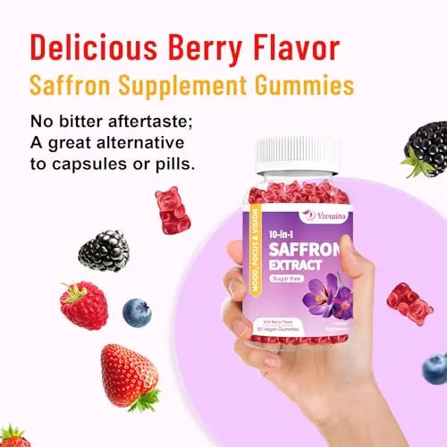 VZOXAINS 2 Pack Saffron Supplement Gummies, Sugar Free Saffron Extract with Magnesium VZOXAINS Au supplements