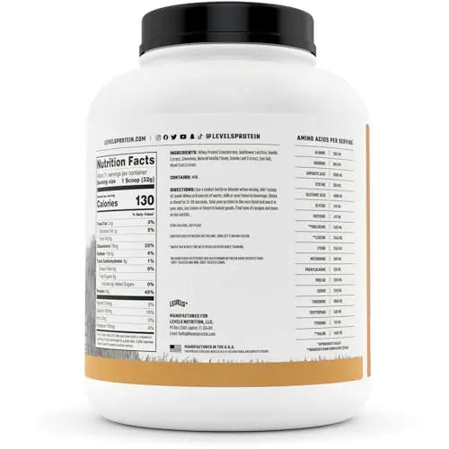 Levels Grass Fed 100% Whey Protein, No Hormones, Vanilla Cinnamon, 5LB Levels Nutrition Au supplements
