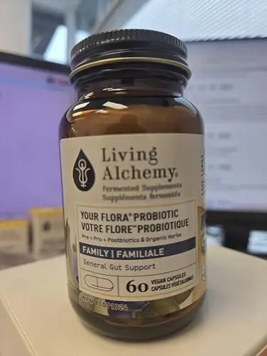 Your Flora Probiotic Family – Non-GMO Probiotics with Fermented Soybean, Banana, & Blueberry for Digestion & Gut Support – Prebiotics, Postbiotics, Digestive Enzymes – Living Alchemy, 60 Capsules Living Alchemy Au supplements
