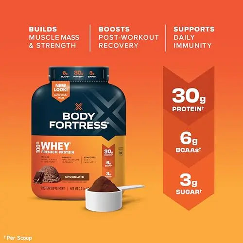 Body Fortress 100% Whey, Premium Protein Powder, Chocolate, 3.9lbs Packaging May Body Fortress Au supplements