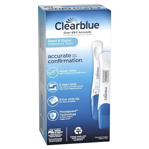 Clearblue Pregnancy Test Combo Pack, 10ct - Digital with Smart Countdown & Rapid Clearblue Au supplements