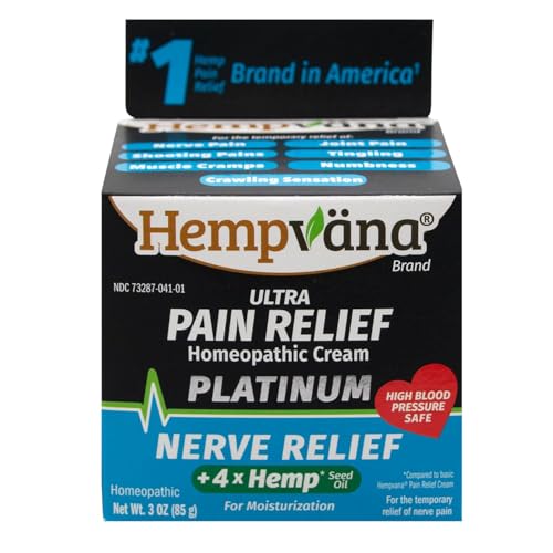 Hempvana Platinum Ultra-Strength Nerve Relief Cream w/100% Pure Hemp Seed Oil, AS-SEEN-ON-TV, Relieves Nerve Pain, Shooting Pain, Tingling, Muscle Cramps, Joint Pain, Tingling, Crawling Sensations Hempvana Au supplements