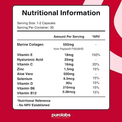 Marine Collagen Complex - Collagen Supplement for Women & Men - with Hyaluronic Acid & Vitamin C - High Strength Purolabs Au supplements