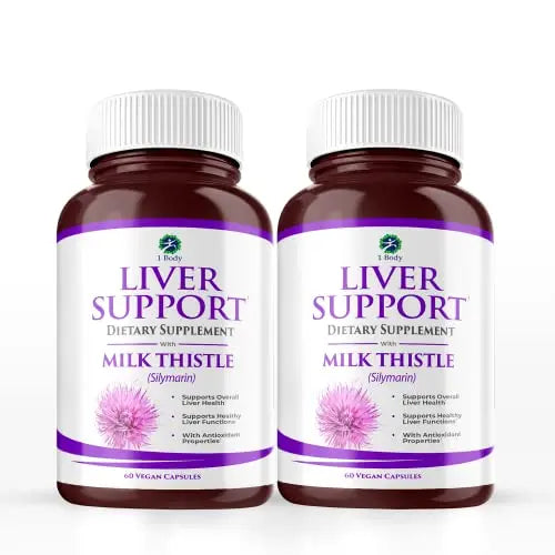 1 Body Liver Support: Twin Pack - 60 Capsules Each - Milk Thistle 1 Body Au supplements
