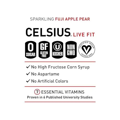 CELSIUS Sparkling Fuji Apple Pear, Functional Essential Energy Drink 12 Fl Oz (Pack of 12) CELSIUS Au supplements