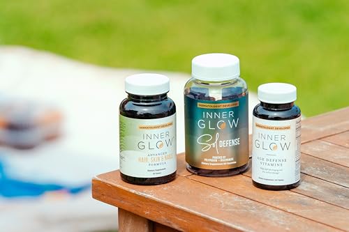 Inner Glow Age Defense Vitamins - Dermatologist and Plastic Surgeon Developed to Fight photoaging and Melasma, Polypodium Leucotomos Antioxidant Formula – Vegan, Gluten-Free – 60 Capsules Inner Glow Au supplements