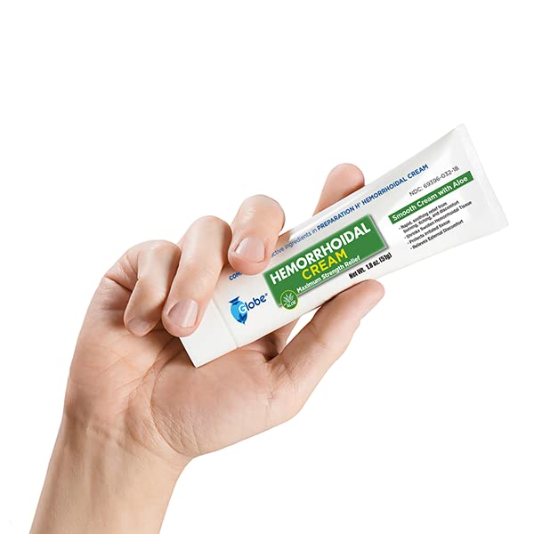 Globe Hemorrhoidal Cream (2 Pack) 1.8 oz w/Applicator Phenylephrine, Pramoxine with Aloe, Relief from Burning, Itching and Discomfort of Hemorrhoids. Globe Au supplements