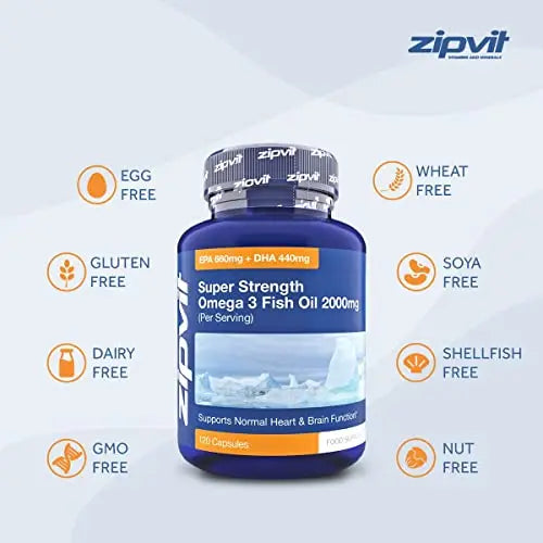 Omega 3 Fish Oil 2000mg, EPA 660mg DHA 440mg per Daily Serving. 120 Capsules Zipvit Au supplements