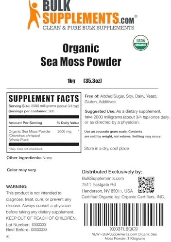 BULKSUPPLEMENTS.COM Organic Irish Sea Moss Powder - Sea Moss Supplement BULKSUPPLEMENTS.COM Au supplements