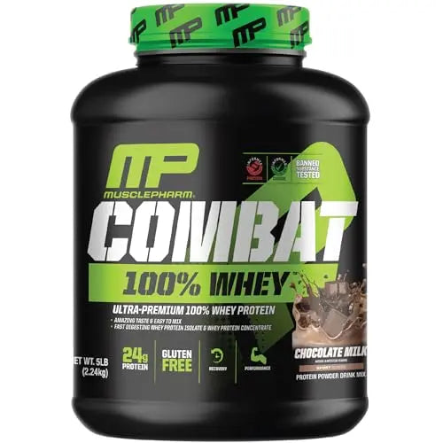 MusclePharm Combat 100% Whey, Chocolate Milk - 5 lb Protein Powder - Gluten Free Muscle Pharm Au supplements