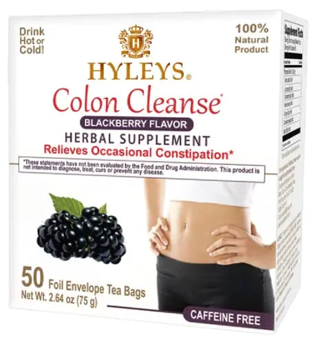 Hyleys Colon Cleanse Tea Blackberry Flavor - 50 Tea Bags (1 Pack) HYLEYS Au supplements