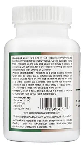 Theacrine (Teacrine) 100 Mg, 60 Capsules - Energy and Focus Supplement (Similar to Caffe Double Wood Supplements Au supplements