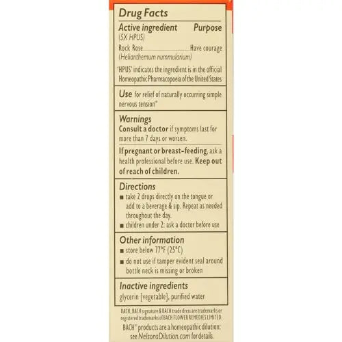 Bach Original Flower Remedies, Rock Rose for Courage (Non-Alcohol Formula), Natural Homeopathic Bach Au supplements