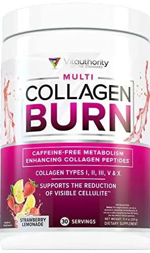 Multi Collagen Burn: Multi-Type Hydrolyzed Collagen Protein Peptides with Hyaluronic Acid Vitauthority Au supplements