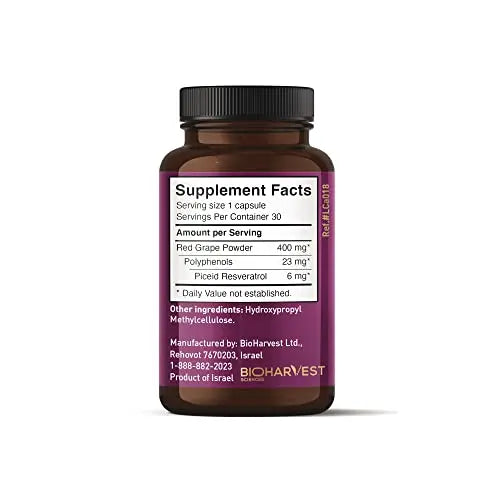 VINIA 12-Hour Sustained Release Piceid Resveratrol Supplement. Nitric Oxide Supplement VINIA Au supplements