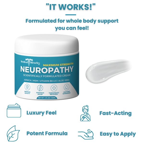 Medical Miracles Neuropathy Cream | Nerve Therapy Max-Potency Relief Cream for Feet, Hands, Legs, and Toes - Enriched with Arnica, Vitamin B6, Aloe Vera, MSM - Crafted for Exceptional Relief 4oz Medical Miracles Au supplements