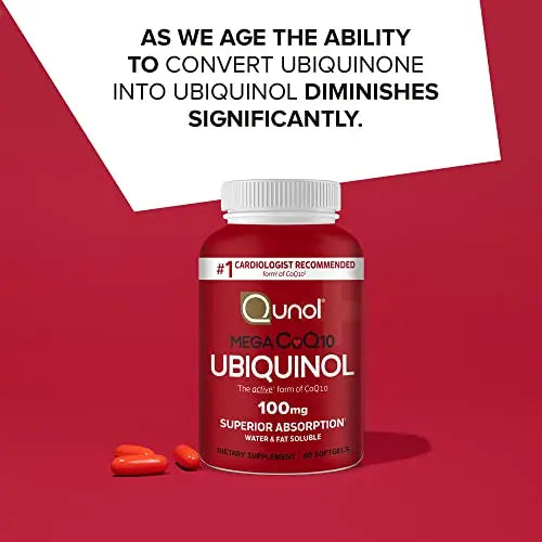 Qunol Ubiquinol CoQ10 100mg Softgels, Mega Ubiquinol 100mg - Superior Absorption Qunol Au supplements