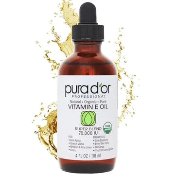 PURA D'OR 4 Oz ORGANIC Vitamin E Oil Blend 70,000 IU - 100% Natural Hexane Free, Sweet Almond PURA D'OR Au supplements