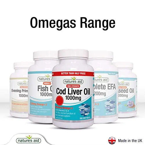 Natures Aid Cod Liver Oil, 1000 mg, 180 Softgel Capsules (High Strength, 254 mg Omega natures aid Au supplements