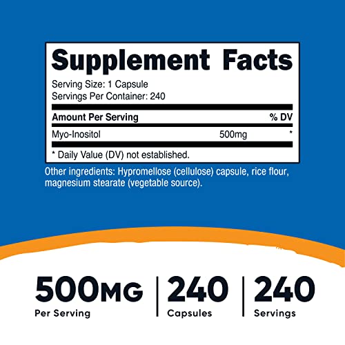 Nutricost Inositol Capsules 500mg, 240 Capsules - Veggie Capsules, Non-GMO, Gluten Nutricost Au supplements